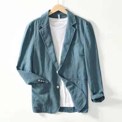 100% Cotton Breathable Men's Blazer Suit Jacket For Men Black Coat For Summer Business Lightweight Male Clothes 2024