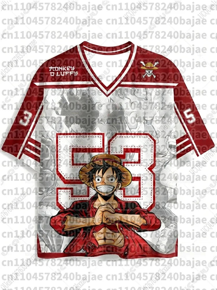 2026 Anime One Piece Luffy Special Edition Football Jerseys For Adult/Kids Summer Casual Harajuku Tees Luffy Tshirts Fans Tops