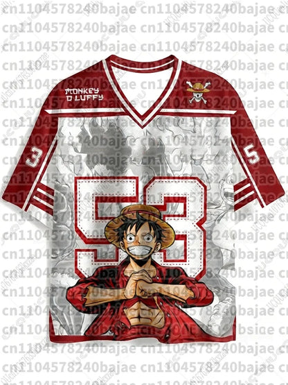 2026 Anime One Piece Luffy Special Edition Football Jerseys For Adult/Kids Summer Casual Harajuku Tees Luffy Tshirts Fans Tops