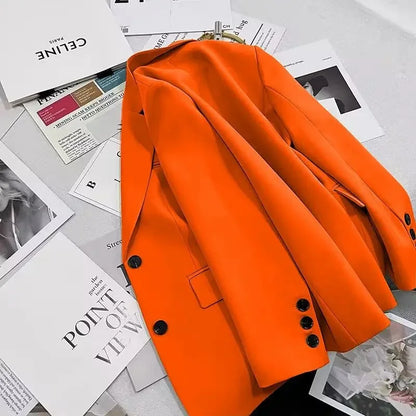 Coats for Women Solid Loose Blazer Woman Spring Autumn Jacket Korean Luxury Clothing In Promotion Outdoor Modern Bags Outerwears