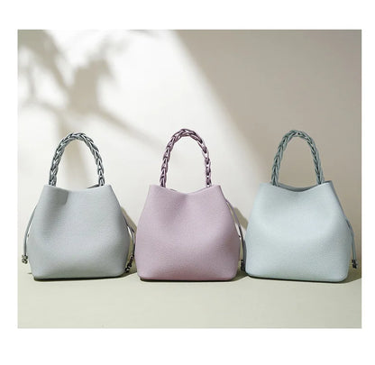 2026 New Genuine Leather Bucket Bag Summer Crossbody Shoulder Women's Tote Versatile Hobo  Handbag Spacious Casual Fashion