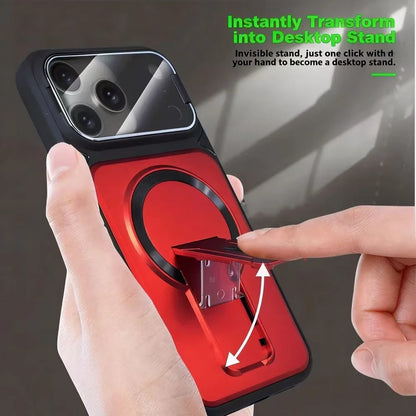 For iPhone 11 12 13 14 15 16 17 Pro Max Plus Case Compatible with MagSafe Invisible Stand Flip Camera  Matte Frosted Cover
