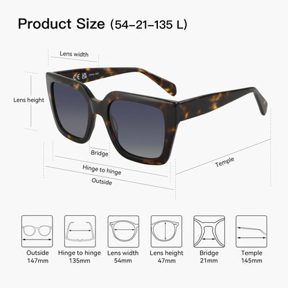 Trend Square Polarized Sunglasses Women Uv400 Protection Shade Ultra Light Acetate Fashion Sun Glasses ZS6217