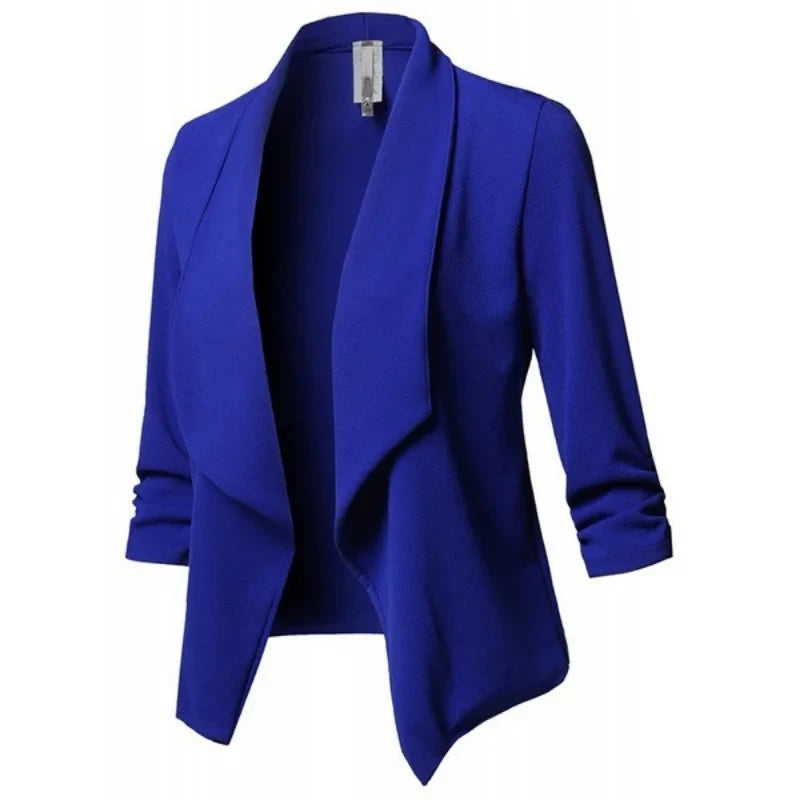 Women Blazer Jackets Female Retro Suits Coat Feminino OL Blazers Outerwear Plus Size Open Front Short Cardigan Plus Size