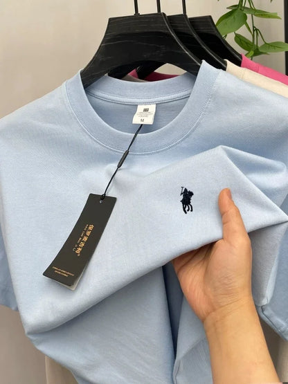 100% cotton high-end brand T-shirt short sleeve summer fashion classic pony embroidery round neck top luxury new Paul men's wear