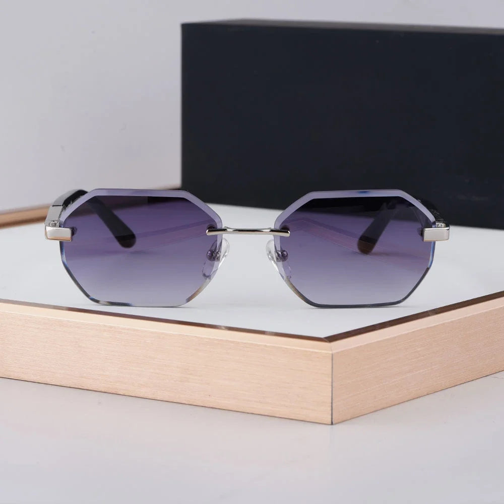 Rimless Polygon Luxury Sunglasses Acetate Alloy Gold Brand Irregular Square Original Classical Retro UV400 Gafas Hot