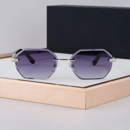 Rimless Polygon Luxury Sunglasses Acetate Alloy Gold Brand Irregular Square Original Classical Retro UV400 Gafas Hot