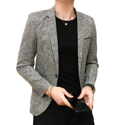 Solid Color Men's Fashion Casual Outdoor Gentleman Business Wedding Trend Slim-fit Formal Dress British Style Wedding Blazer