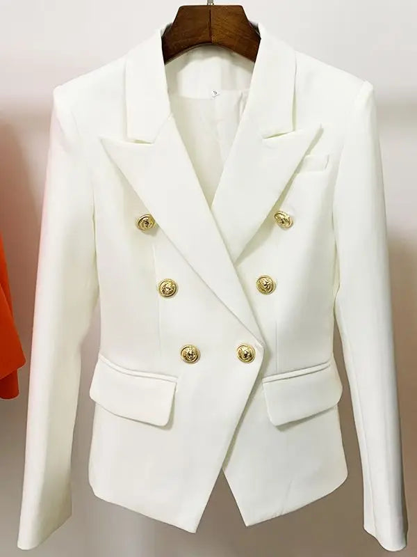 TOP QUALITY New Fashion 2026 Designer Jacket Women's Classic Double Breasted Metal Lion Buttons Blazer Outer Size S-5XL