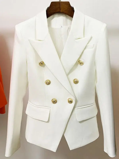 TOP QUALITY New Fashion 2026 Designer Jacket Women's Classic Double Breasted Metal Lion Buttons Blazer Outer Size S-5XL