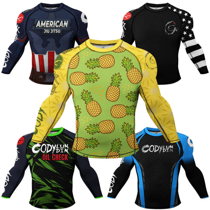 Popular Manufacturer Custom Sublimated Print Rashguard With Rubber Banding Hem Long Sleeves UV Sportswear Men Sport Gym T shirt