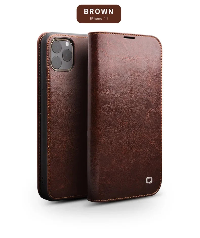 Luxury Thin Case for iPhone15 14 13 12 11 Pro Max Mini Genuine Leather Fashion Cover for XR XS Max 7 8 14 Plus Card Slot
