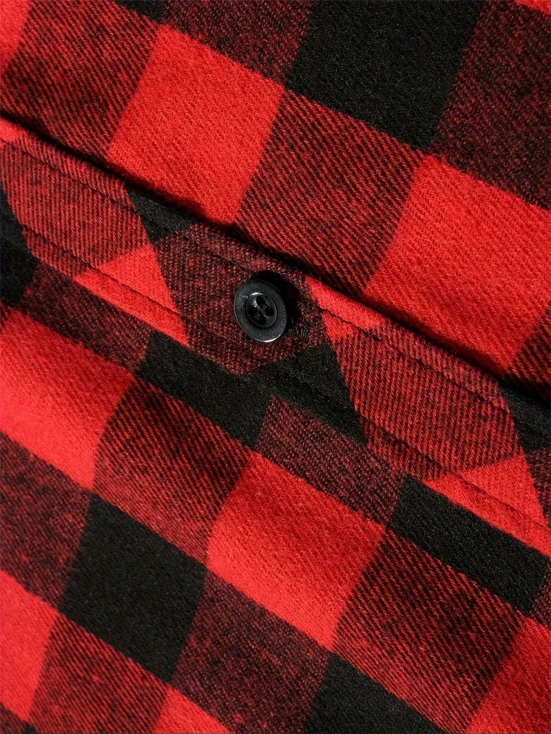 Spring Autumn Men Hoodie Sweatshirt Classic Plaid Casual Button Hooded Long Sleeve coat Double Pockets Hoodie men cardigan Tops