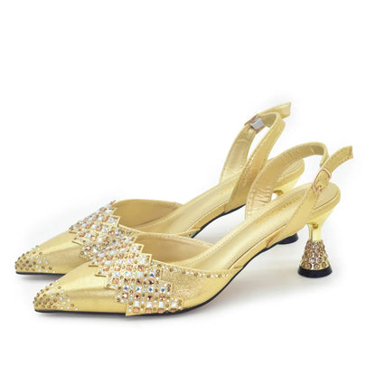 African Shoe and Bags Set for Wedding Luxury Italian Shoes and Bag Set for Women Pointed Toe Shoes Sexy Wedding Party Sandals