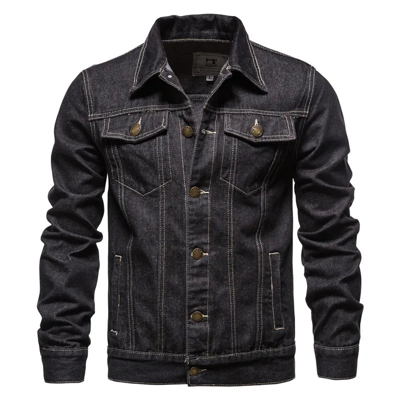 2026 New Autumn Men's Casual Workwear Jeans Jacket Loose Casual Versatile Youthful Male Solid Color Tops Dnim Mens Outwear