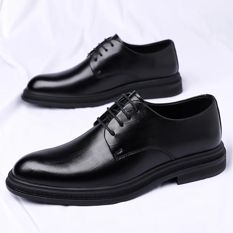 Men's Formal Leather Shoes Lace Up Breathable Non-slip Rubber Sole Lightweight Comfortable Dress Shoes Office & Special Occasion