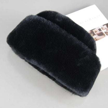 New Winter Outdoor Women Fake Real Rabbit Fur Hat Natural Warm Rabbit Fur Bomber Hats Male Quality Fake Rabbit Fur Caps