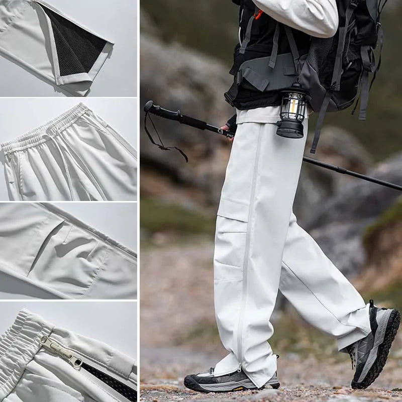 Men's Hiking Pants Waterproof Windproof Breathable Overalls Trousers Side Zipper Trekking Camping Outdoor Sport Camping Pants