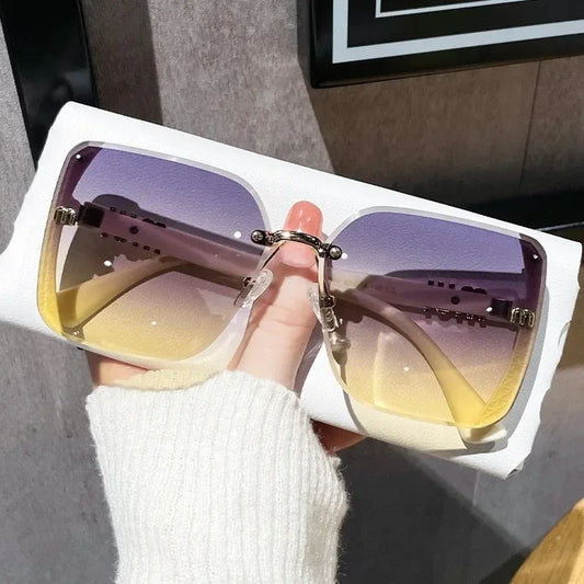 Luxury Brand Fashion Oversized Square Sunglasses for Women Vintage Style Shades Female Outdoor Eyewear