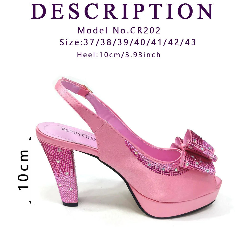 Women High Heels Sandals Printing Flower Material with Rhinestone Italian Design Coffee Color Open-Toed Shoes