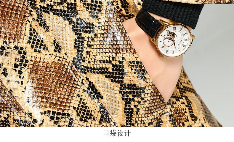 Autumn Short Handsome Cool Colorful Snakeskin Print Pu Leather Jacket Men Luxury European Style Clothes 2023 EU Size