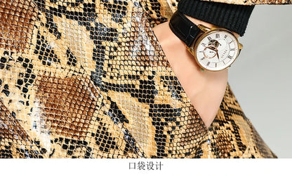 Autumn Short Handsome Cool Colorful Snakeskin Print Pu Leather Jacket Men Luxury European Style Clothes 2023 EU Size