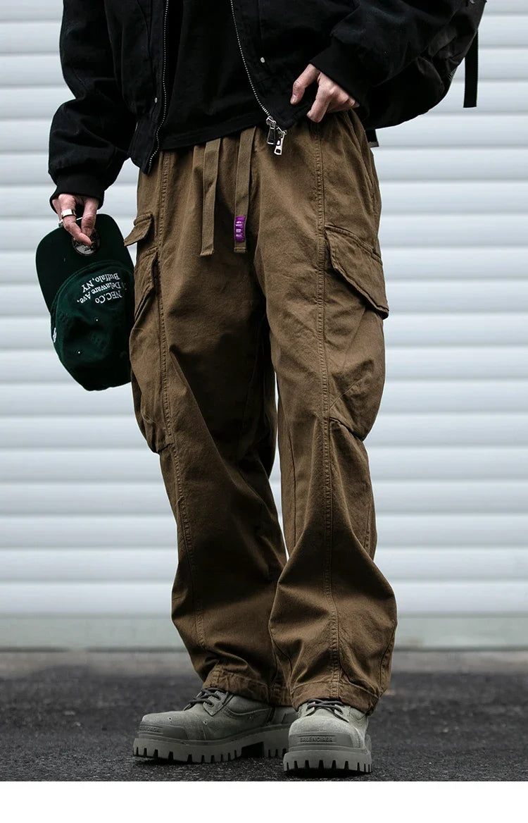 Oversized Cargo Pants For Men Multi Pocket Loose Fit Streetwear Casual American Style Korean Trendy Fashion Straight Leg Pants