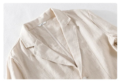 Y803 Spring Autumn Good Quality Linen Blazer For Men Business Casual Solid Color Simple Double Buttons Thin Male Suits Jackets