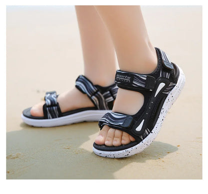 Summer Kids Sandals Boys Beach Shoes Breathable Flat Sandals EVA Leather Children Outdoor Shoes Size 28-41