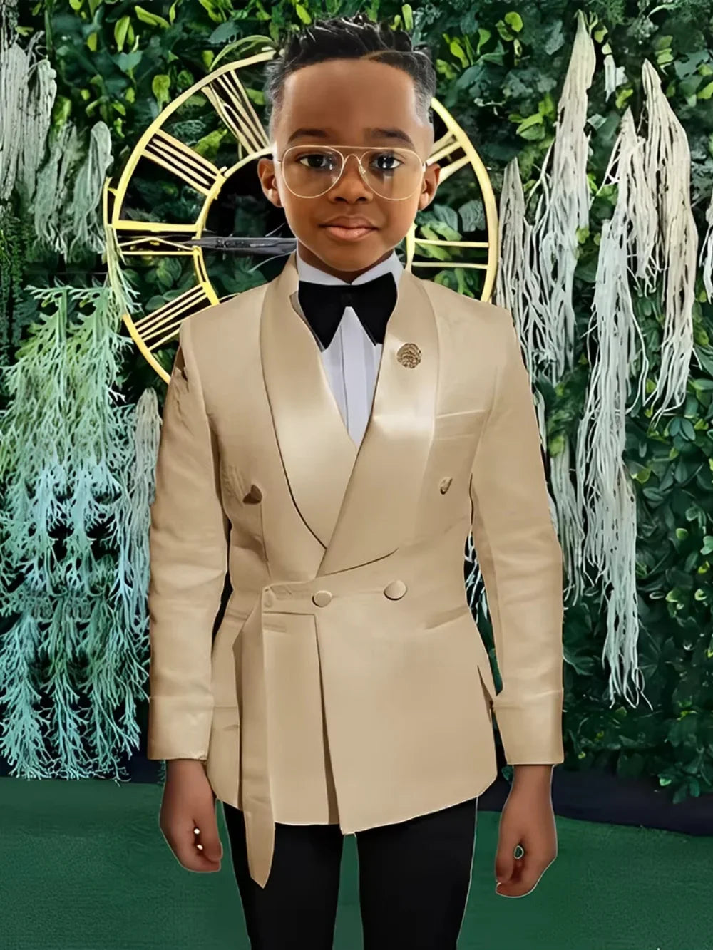 High Quality Boys Shawl Lapel Suits 2 PiecesJacket Pants For Stage Performance Double Breasted Kids Suit Set Wedding Guest Wear