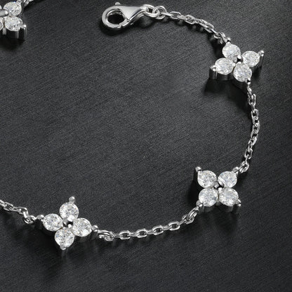 Clover GRA Certified 2cttw D Color Moissanite Bracelet for Women Girl 925 Silver Pass Diamond Test Hand Link Bracelets Gift