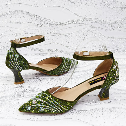 Elegant Italian Design Pointy Heels with Rhinestone-Embellished Laurel Shape - Comfortable & Durable for Every Occasion