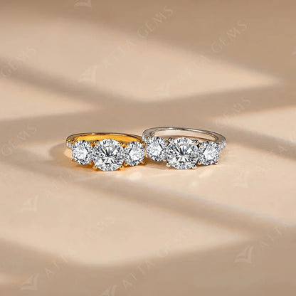 Engagement Ring Round Cut 4.0ct Moissanite Rings for Women Sterling Silver Ring Wedding Promise Rings for Her