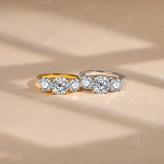 Bague de Fiançailles Rond 4.0ct Moissanite Bagues pour Femme en Argent Sterling Bague de Promesse de Mariage pour Elle