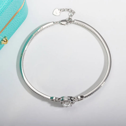 Bracelet en moissanite 1 carat couleur D en argent sterling 925 plaqué or blanc 18 carats, bracelet ajustable pour femme