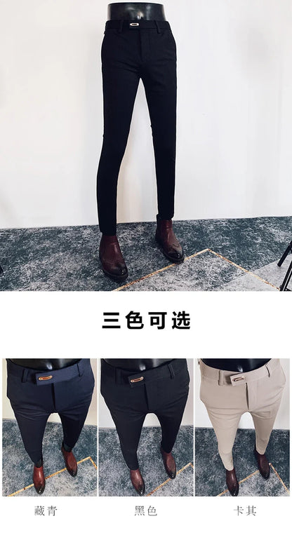 2025 Spring and Summer New Men's Casual Business Dress Pants Fashion Social Solid Wedding Party Suit Pants Slim Fit Suit Pants