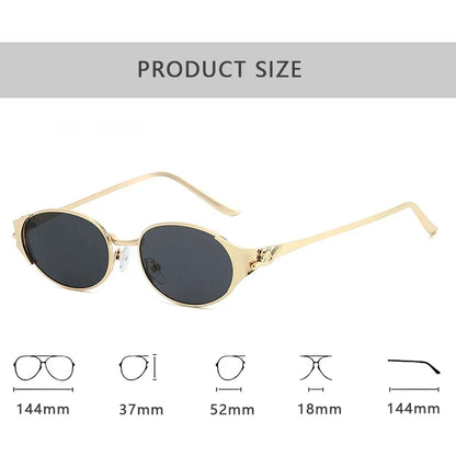 2026 New Fashion Brand Luxury Designer Sunglasses Women Leopard Vintage Trendy Oval Top Shades Punk Travel Party Elegant Glasses