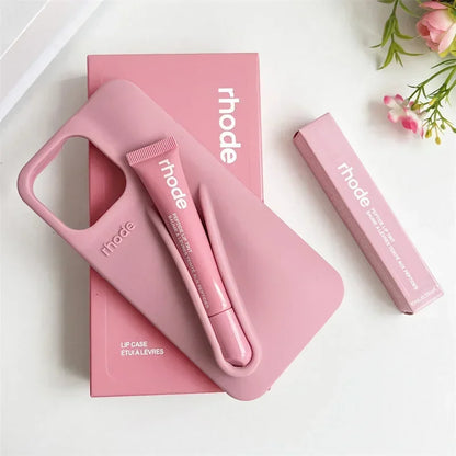 Phone Case with Box and Lipstick for IPhone 15 16 14 13 12 11 Pro Max Plus 17 Air Lip Gloss Portable Soft Silicone Shockproof