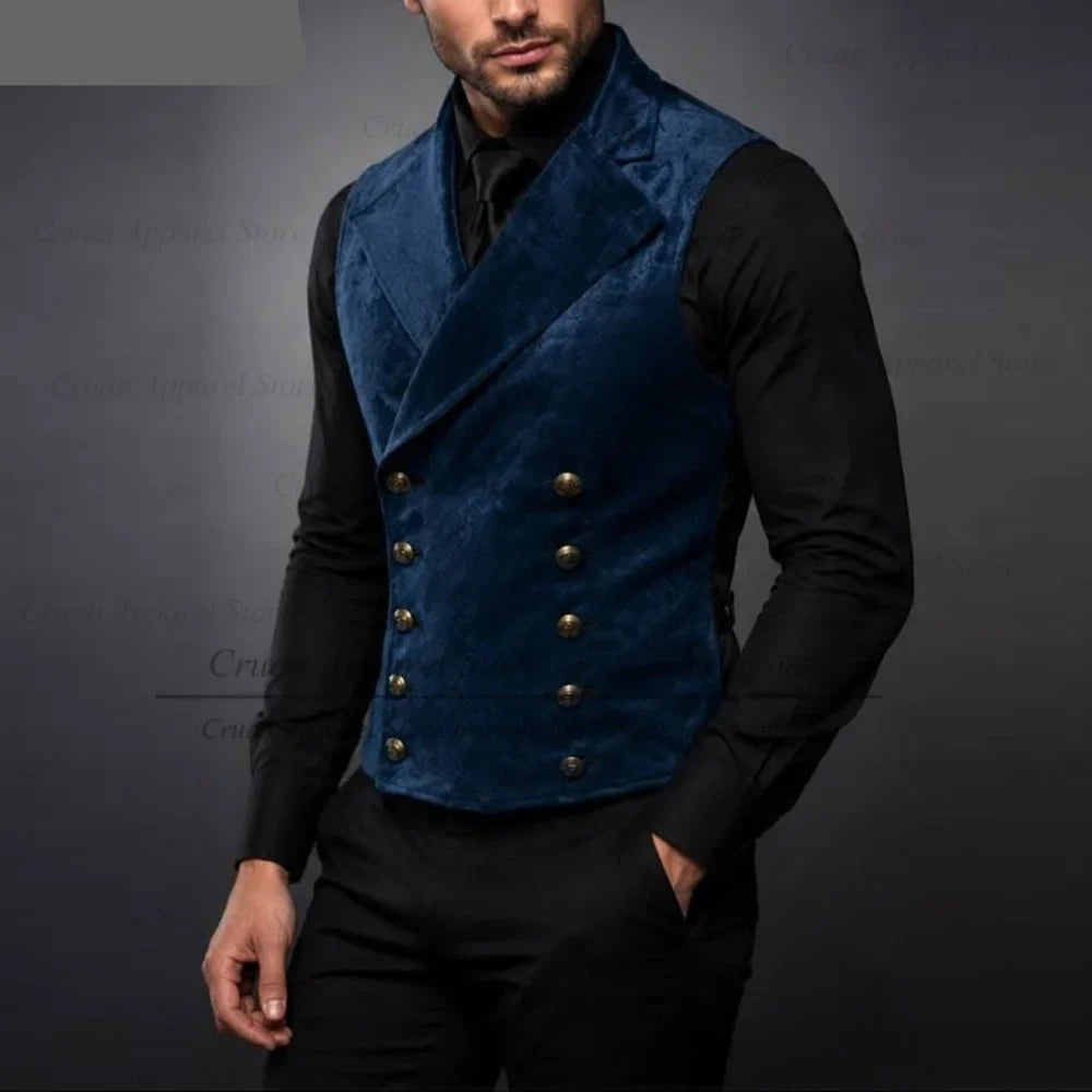 High Quality Velvet Vest For Men Fashion Banquet Custom Formal Costumes 1 Piece Evening Dinner Elegant Male Slim Fit Waistcoat