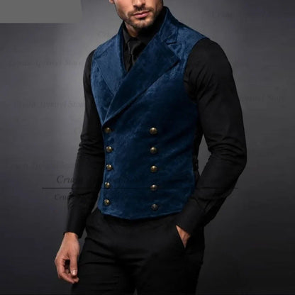 High Quality Velvet Vest For Men Fashion Banquet Custom Formal Costumes 1 Piece Evening Dinner Elegant Male Slim Fit Waistcoat