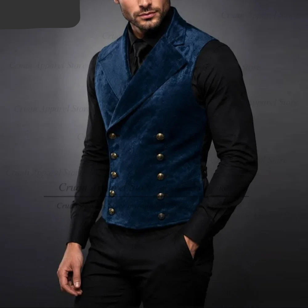 High Quality Velvet Vest For Men Fashion Banquet Custom Formal Costumes 1 Piece Evening Dinner Elegant Male Slim Fit Waistcoat