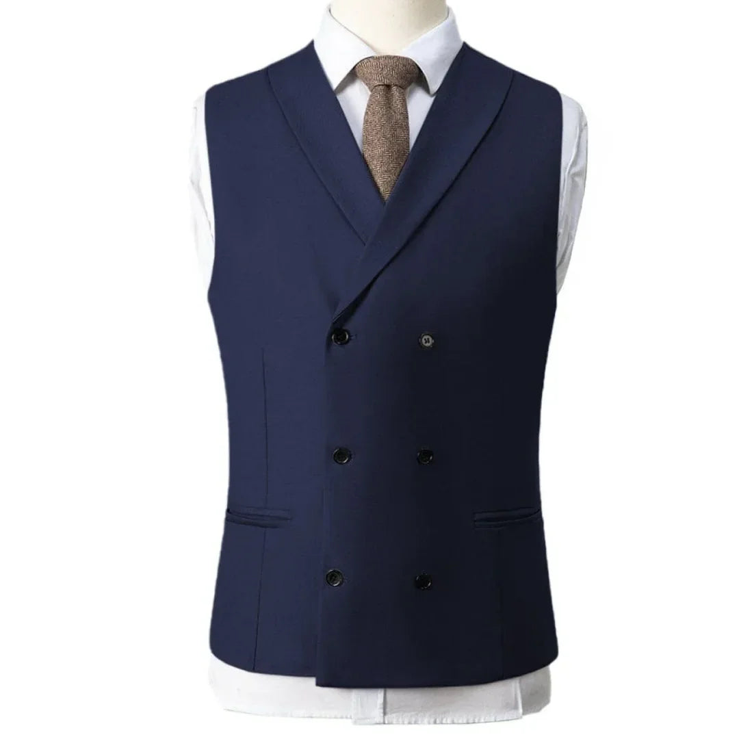 Men Vest Gray With Lapel Double Breasted Solid Waistcoat For Banquet Wedding Business Work Office Casual Daily Men Suit Vest
