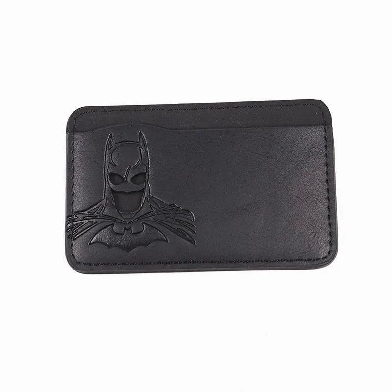Leather Bat ID Wallet For Men Slim Card Holder Case Cover With Cutout Superhero Face Eyes Mask Gift For Teens Boy Friend Husband