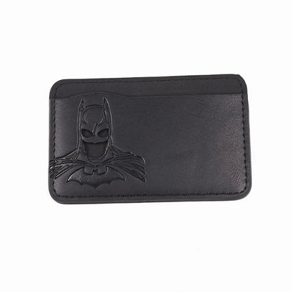 Leather Bat ID Wallet For Men Slim Card Holder Case Cover With Cutout Superhero Face Eyes Mask Gift For Teens Boy Friend Husband