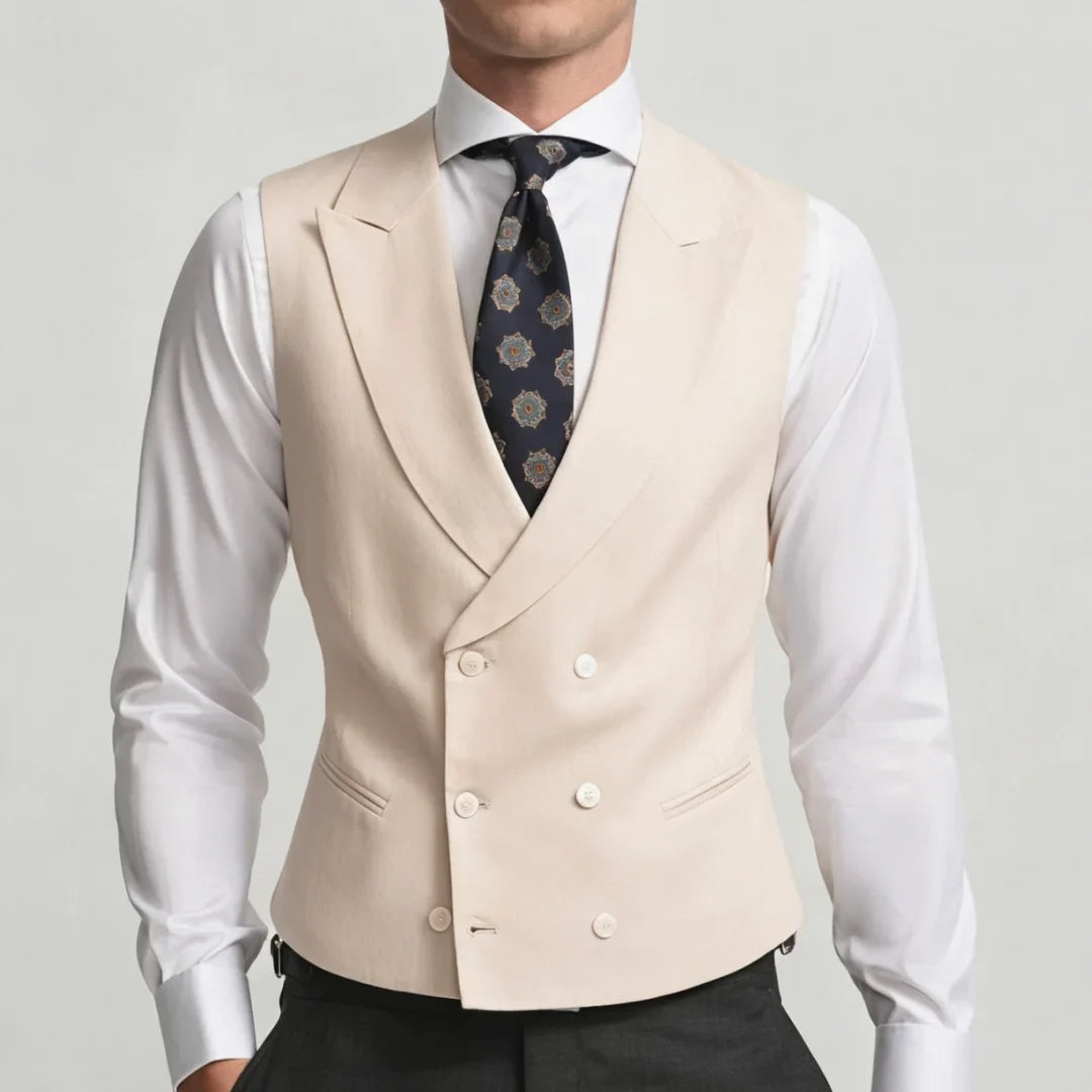 Men Vest Sky Blue Double Breasted Solid Waistcoat For Wedding Banquet Business Party Work Office Casual Daily Men Suit Vest