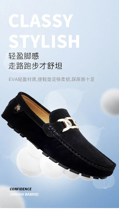 2025 New Handmade Beanie Shoes Men's Soft Sole Slip-On Casual Lazy Shoes Breathable Trbottomy Easiest for Match Large Size