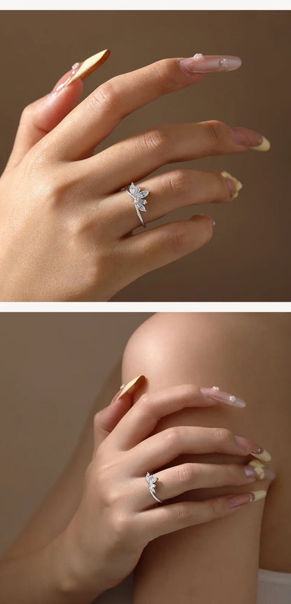 Luxury Sparkling Marquise Rectangle Moissanite Curved Ring S925 Silver for Women party Daily Jewelry Gifts Anniversary