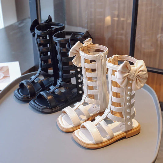 Gladiator Children's Shoes 2026 New Summer Platform Sandals for Girls Princess High-top Side Zipper Roman Sandals Child I03195
