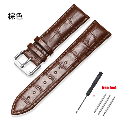 Genuine Calfskin Strap Slub Pattern Watch Accessories 10/12/13/14/15/16/17/18/19/20/21/22/24mm Universal Watchband/