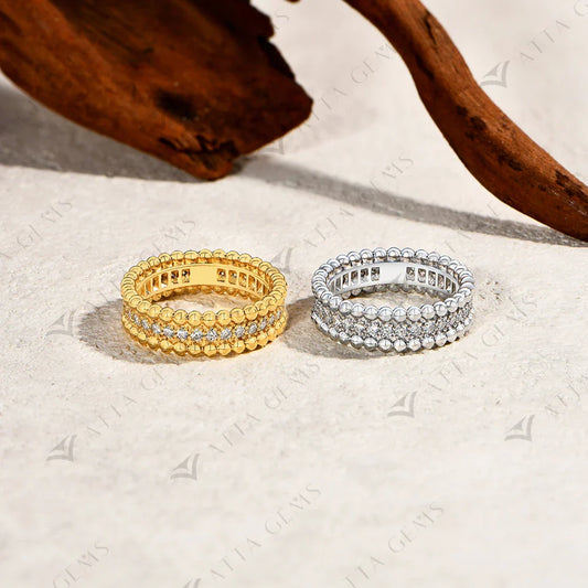 ATTAGEMS Nouvelles Tendances Anneaux Éternels en Moissanite pour Femmes Argent Sterling S925 Diamant D VVS1 Bagues de Fiançailles Élégantes Bijoux Fins